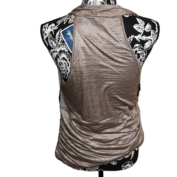 Pleone BY Anthropologie XL light Brown cowl neck top racerback sequin detail - Picture 3 of 14